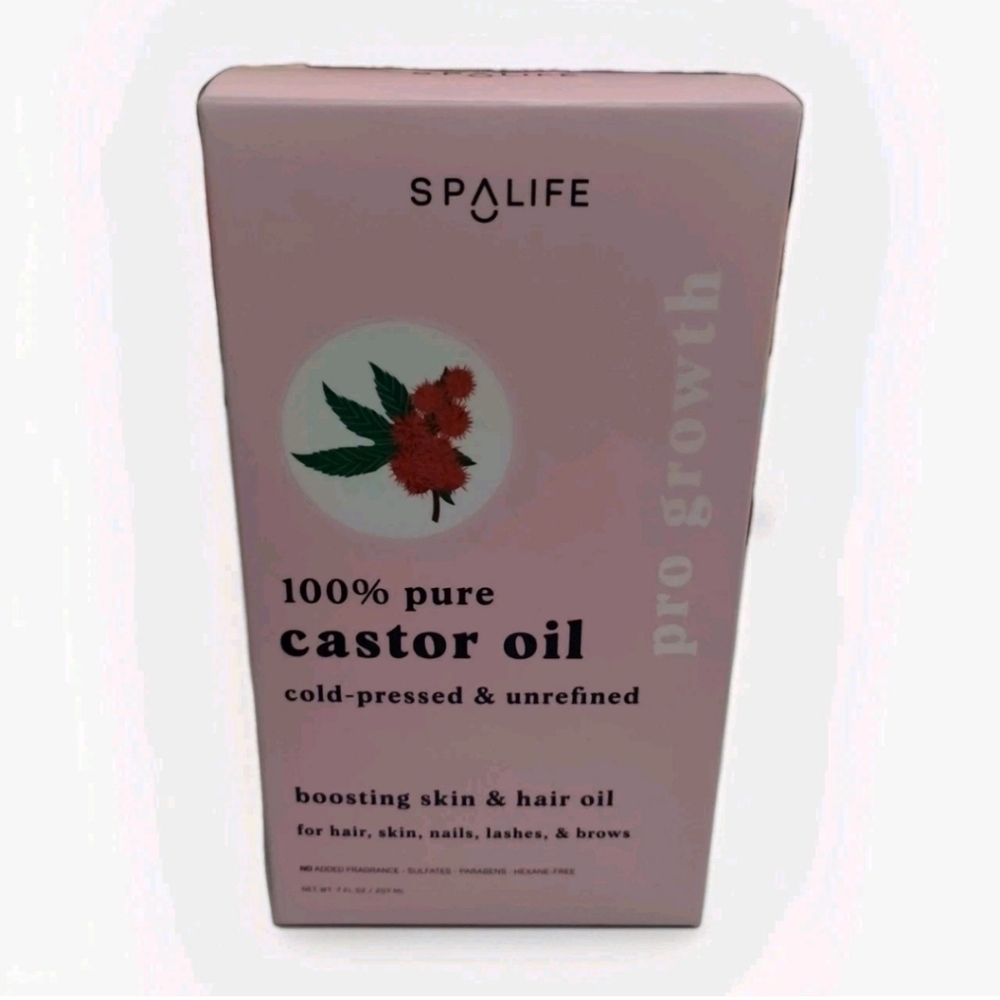 SpaLife 100% Pure Castor Oil Cold-Pressed 7oz | Hair Lash Brow Growth Treatment